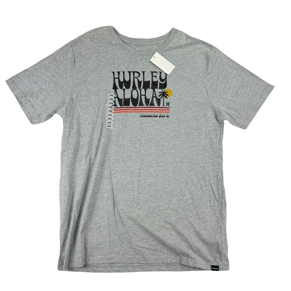 Hurley Mens Everyday Aloha Graphic Ultra Soft Short Sleeve T-Shirt Gray L
